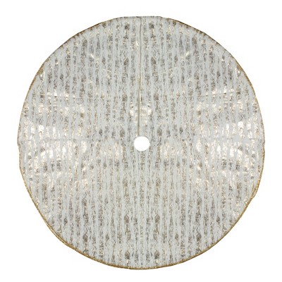 Ivory and Gold Faux Fur Christmas Tree Skirt with Glitter