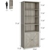 Farmhouse Bookcase with Doors, 71.4" Tall Wooden Bookshelf with 6 Shelves, 11.8" Deep Storage Display Cabinet - 2 of 4