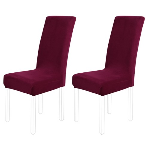 Piccocasa Velvet Stretch Dining Chair Slipcovers 2 Pcs Burgundy