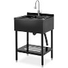 Stainless Steel Utility Sink, Includes Hot/Cold Faucet with Hoses & Drain Kit, Adjustable Legs for Kitchen, Garage, Outdoor Use - 2 of 4