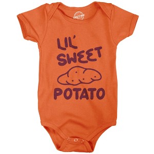 Baby Bodysuit Lil Sweet Potato Jumper Funny Thanksgiving Dinner Turkey Day Baby Creeper - Crazy Dog Baby Bodysuit - 1 of 4