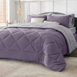 Bedsure Comforter Set – Bed in a Bag with Contrast Color Solid Design, Soft All-Season Bedding Set - 1 of 4
