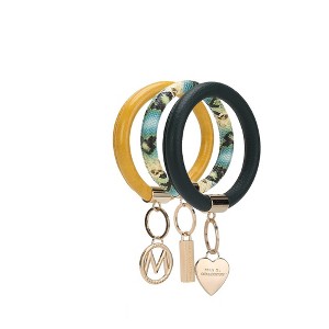 MKF Collection Jasmine 3 Piece Bangle Wristlet and Keychain Set by Mia K- Dark Green Yellow - 1 of 4