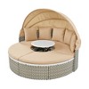 4-Pieces Outdoor Patio Rattan Round Daybed Sunbed with Retractable Canopy and Table - 4 of 4