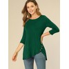Allegra K Women's 3/4 Sleeve Round Neck Button Decor Casual Stretchy Tunic Tops - 3 of 4