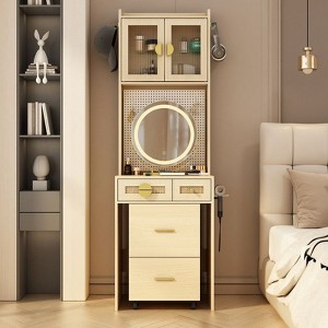 Karl Home Makeup Vanity Set with LED Lights and Power Outlets - 1 of 4