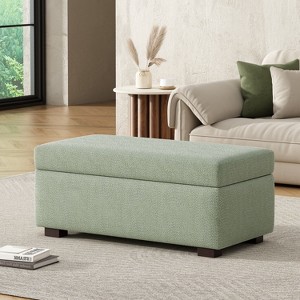 Christopher Knight Home Kalysta Contemporary Rubberwood Upholstered Rectanglar Storage Ottoman - 1 of 4