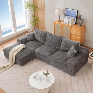 110'Modular Sectional Couches for Living Room, Boneless Sofa with Deep Seat, L Shaped Cloud Couch with Chaise,Plush Linen Fabric, No Assembly Required - 1 of 4