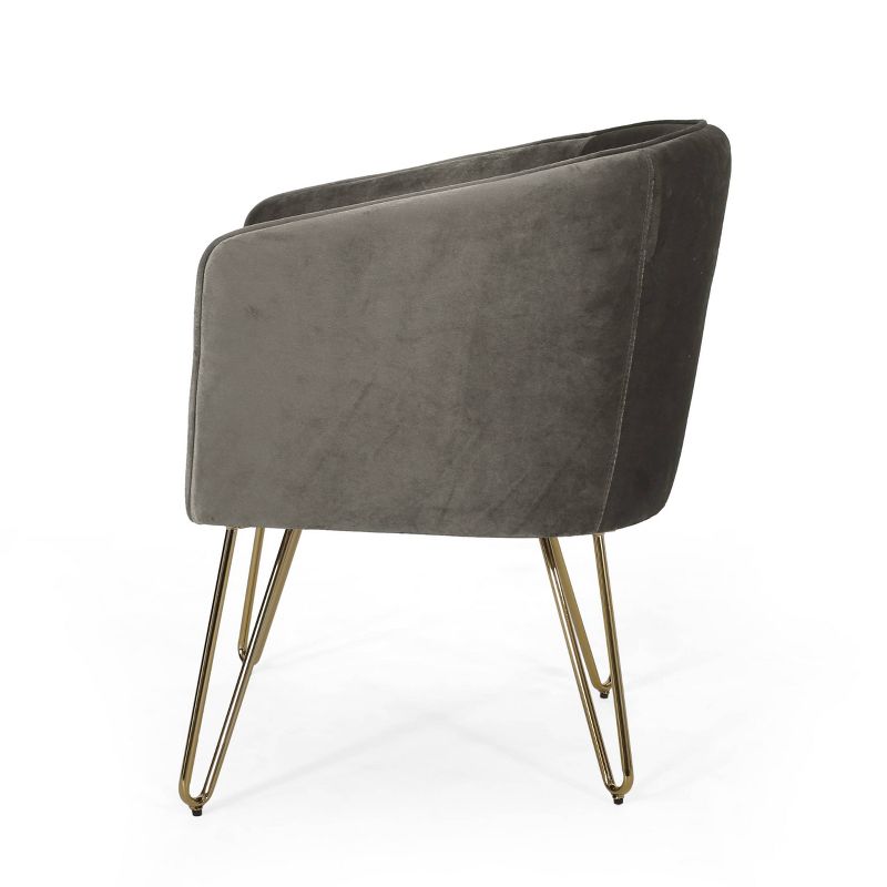 Grelton Modern Glam Velvet Club Chair with Hairpin Legs - Christopher Knight Home, 5 of 11