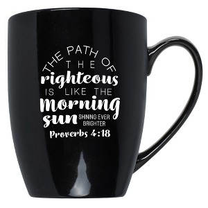 Elanze Designs The Path Of The Righteous Is Like The Morning Sun Shining Ever Brighter Proverbs 4:18 Black 10 ounce New Bone China Coffee Cup Mug - 1 of 4