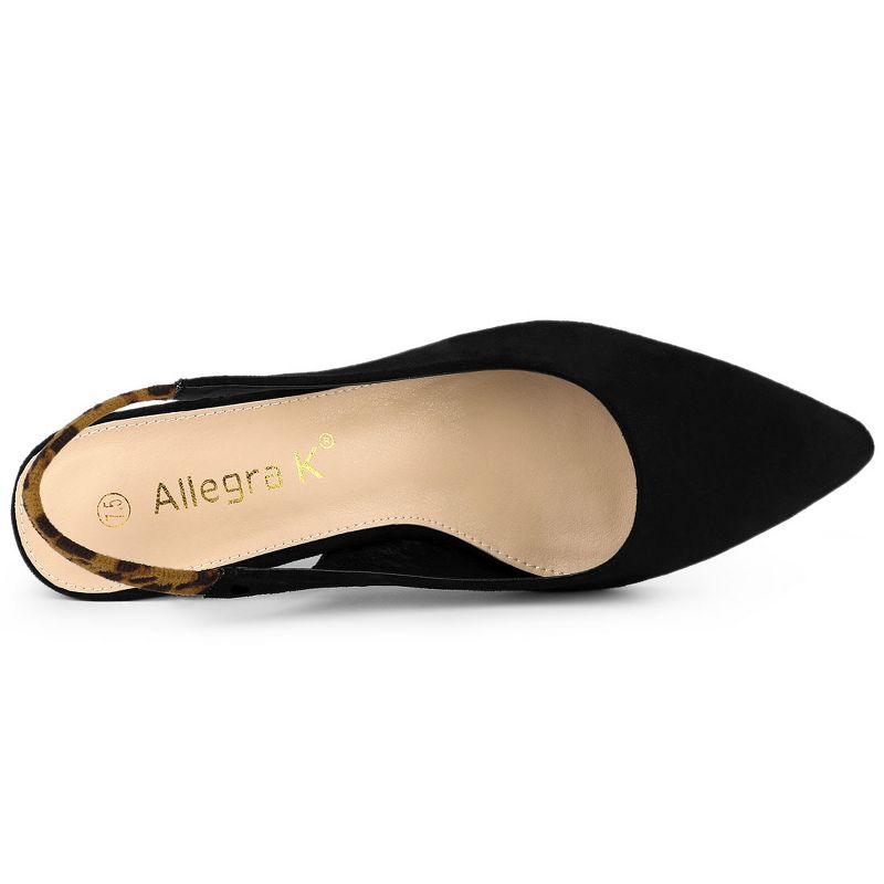 Allegra K Women's Pointed Toe Block Heel Slingback Heels, 5 of 8
