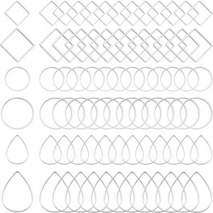 120Pcs Hypoallergenic Earring Hoops, 4-Shape Open Bezel Pendant Frame for Jewelry Making (Teardrop, Square, Round, Circle) - 1 of 4