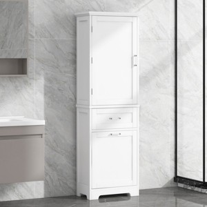 Tall Bathroom Storage Cabinet, Bathroom Cabinets  With 2 Drawers And Adjustable Shelf, Bathroom Cabinets With Anti-Toppling Device-Cuddlewood - 1 of 4