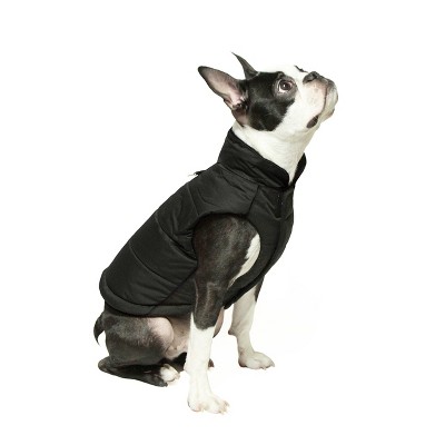 Gooby Wind Parka, Fleece Lined Small Dog Jacket Coat Sweater with Water Resistant Shell and Leash Ring, Black, X