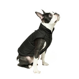Gooby Wind Parka, Fleece Lined Small Dog Jacket Coat Sweater with Water Resistant Shell and Leash Ring, Black, X - 1 of 1