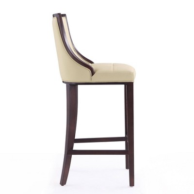 Cream Upholstered Wood Barstool with Channeling