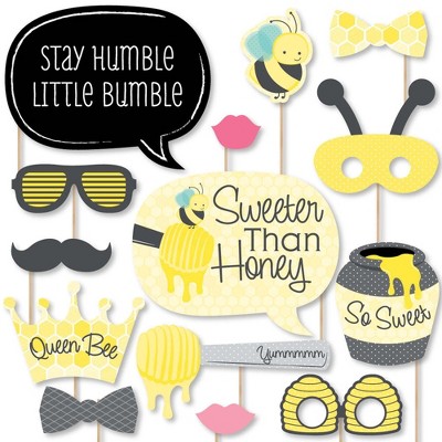 Big Dot of Happiness Honey Bee - Baby Shower or Birthday Party Photo Booth Props Kit - 20 Count