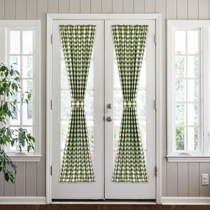 Kate Aurora Plaid Country Farmhouse French Door Curtain Panel With Matching Tieback - 1 of 4