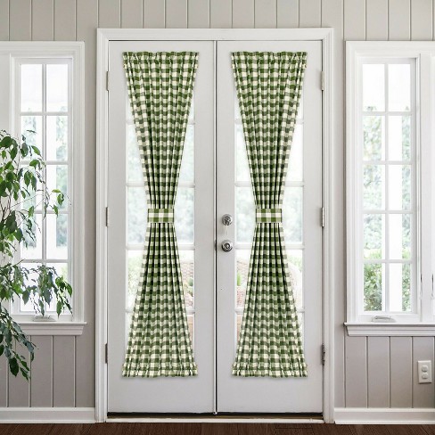 Kate Aurora Plaid Country Farmhouse French Door Curtain Panel With Matching Tieback - image 1 of 4