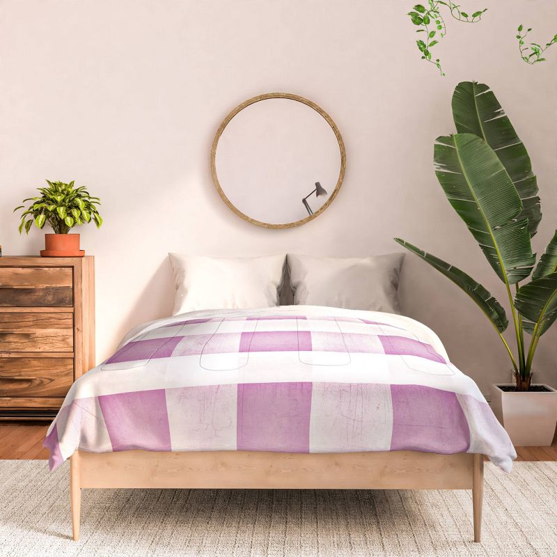 Farmhouse Shabby Gingham Checkered Plaid Monika Strigel Comforter Set Purple/White - Deny Designs, 4 of 5