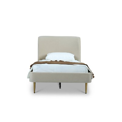 Heather Gold-Finished Twin Velvet Upholstered Bed with Slats