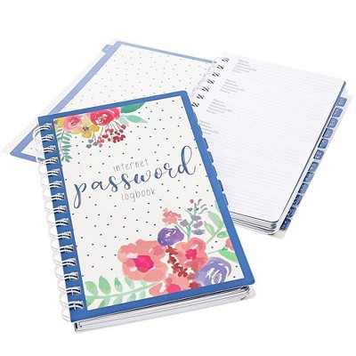 2-Pack Internet Address and Password Keeper Book with Alphabetical Tabs, 8x5, Floral