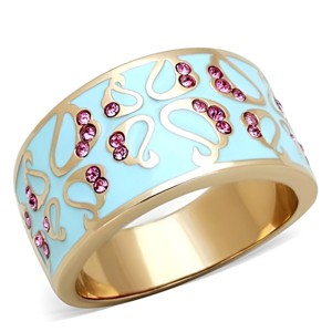 Slickblue Rose Gold Stainless Steel Ring, Rose Crystals, Women's Ring, Multicolor Design, Epoxy Finish, Size 5-10 - 1 of 4