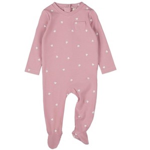 MiniMoi Baby and Toddler Girls "Kind Hearts" Rayon Blend Footie - 1 of 3