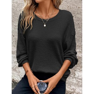 Womens Oversized Sweaters 2025 Long Sleeve Waffle Knit Casual Chunky Pullover Sweater Fall Winter Clothing - 1 of 4