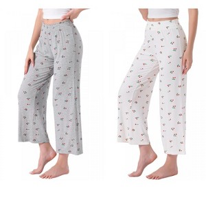 INSPIRE CHIC Women's 2 Pcs Soft Lounge Pajama Pants Casual Trousers Wide Leg Pajama Bottoms - 1 of 4