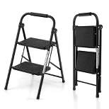 Costway 2 Step Ladder Folding Step Stool 585lbs Capacity with Anti-Slip Pedal & Handle