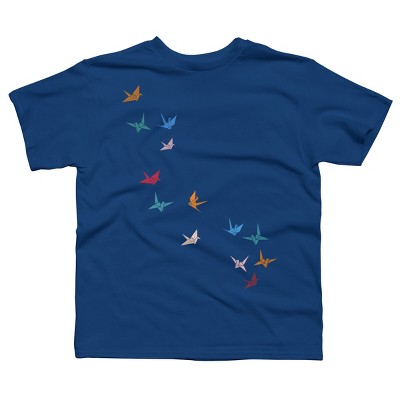 Boy's Design By Humans Flying Paper Cranes Birds By Magnussons T-Shirt