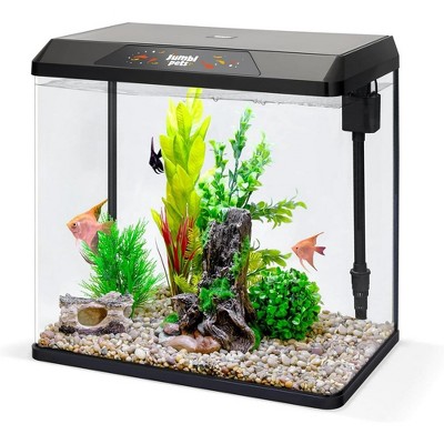 5 Gallon Black Glass Desktop Aquarium Kit with LED Lighting