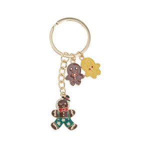 Unique Bargains Christmas Keychain Double Ring Zinc Alloy Colorful 3.15" 1 Pc - 1 of 4