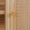 Natural Rattan Buffet Cabinet with Storage Adjustable Shelves and  Wood Feet Multifunctional Sideboard for Dining Room Hallway and En - 4 of 4