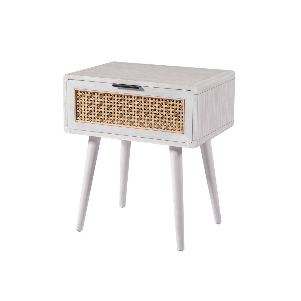 Boraam Cambria End Table Whitewash/Natural Cane