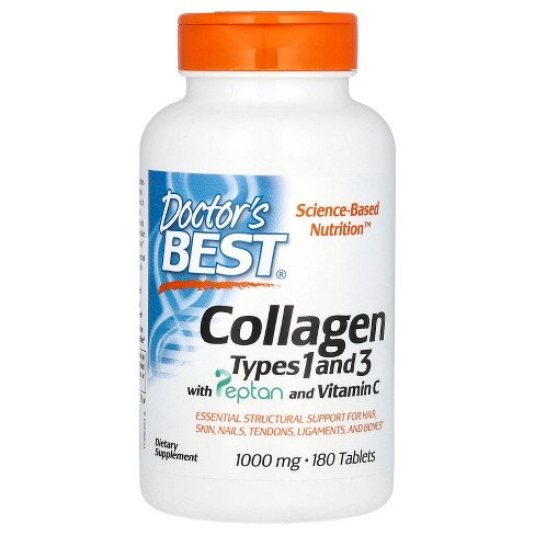 Doctor's Best Collagen Types 1 And 3 With Peptan And Vitamin C, 180 ...