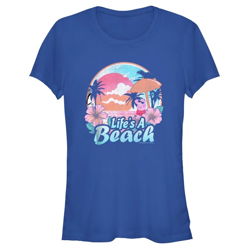 Juniors Womens Peppa Pig Life's a Beach T-Shirt, 1 of 5
