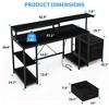 Computer Gaming Desk with File Drawers, 63'' Home Office Desk with Power Outlets & LED Light - 3 of 4