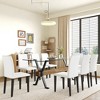 9-Piece Dining Set with Tempered Glass Table and 8 PU Armless Chairs - 3 of 4