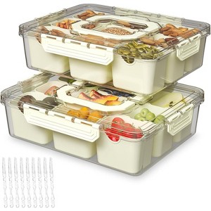 Acoinel Divided Serving Tray with Lid and Handles 9 Compartments Snack Box Container Charcuterie Organizer - 1 of 4