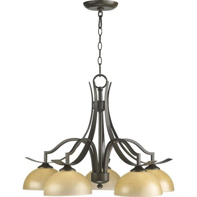 Quorum Lighting Atwood 5-Light Nook Pendant, Oiled Bronze, Satin Opal