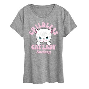 Women's - Instant Message - Childless Cat Lady Society Short Sleeve Graphic T-Shirt - 1 of 4