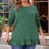 Women's Plus Size Ruffled Hem Crew Neck Long Sleeve Flowy Casual Tunic Tops with Pockets - Agnes Orinda - 2 of 4