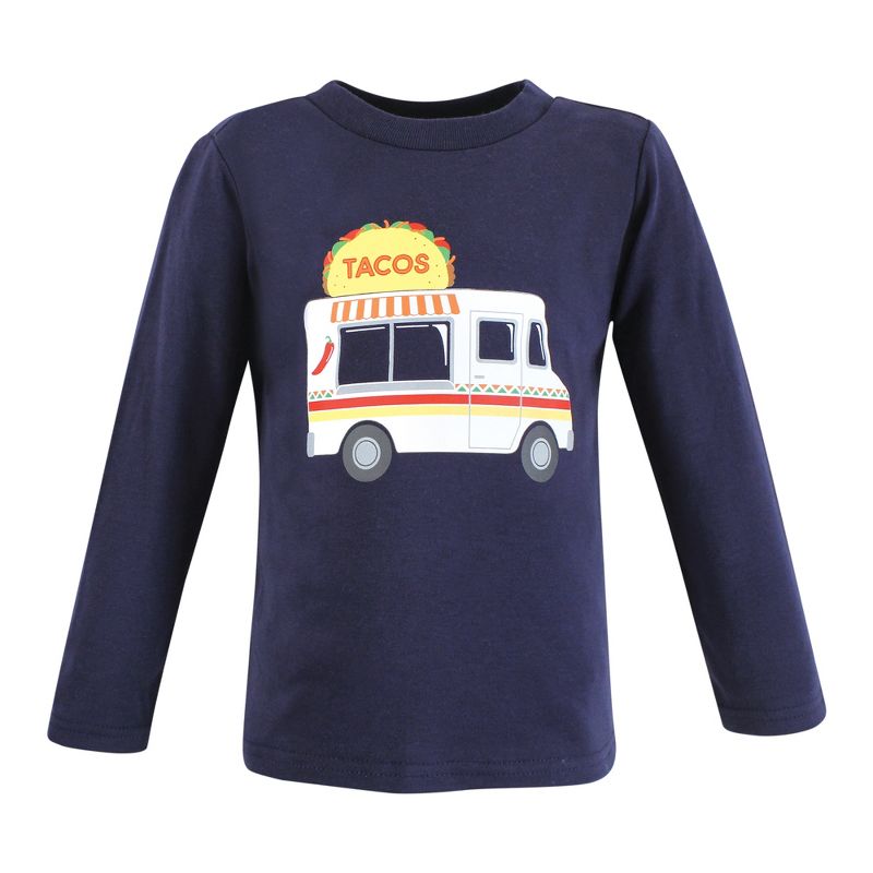 Hudson Baby Infant and Toddler Boy Long Sleeve T-Shirts, Fun Food, 4 of 8