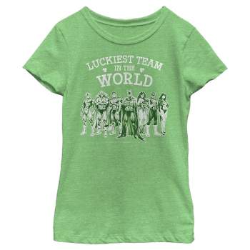 Girl's Justice League St. Patrick's Day Luckiest Team in the World T-Shirt