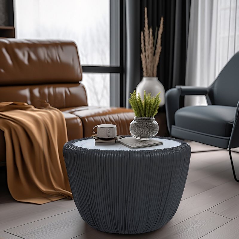 LuxenHome Gray Round Accent Side Table, 3 of 5