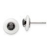 Chisel Stainless Steel Polished White Ceramic with Black Cubic Zirconia Stud Earrings - 2 of 4