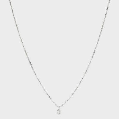 Sterling Silver Small Polished Initial Pendant Necklace - A New Day™ Silver