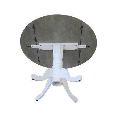 Heather Gray & White 42" Round Wood Extendable Dining Table
